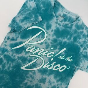 Panic! At The Disco T-Shirt Unisex XS Teal Tie Dye Band Logo Graphic‎ Tee Rock